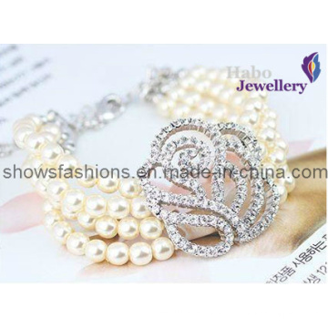 Nature Color Pearl with Diamond Multi-Layer Bracelet (XBL12004)
